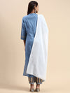 Cotton Blue & Brown Collar Neck Straight Cut Printed Kurti Set PKS10