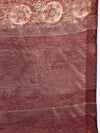Elegant Semi Linen Flower Digital Print Maroon & Sandal Saree SL57