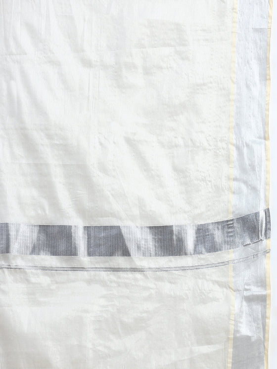 Kerala Tissue Silver Jari Plain Saree OKS08
