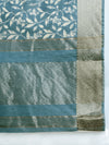 Elegant Semi Linen Digital Print Bluish Green & Sandal Saree SL53