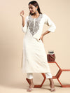 Cotton Embroidered Round Neck Straight Cut Sandal Kurti EK30