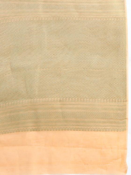 Stylish Sandal Flower Design Semi Kora Cotton Saree SK90