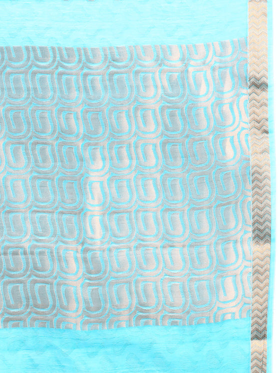 Stylish Copper Jari Green Semi Kora Cotton Saree SK92