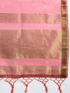 Semi Chanderi Pink Flower Printed with Jari Border Saree SOS06