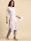Cotton Printed Straight Cut White and Pink Kurti EK14