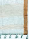 Gorgeous Semi Linen Gray Butta Printed Embroidery Saree SLPE08