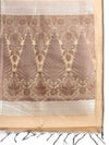 Stylish Silver Jari Khaki Flower Design Semi Kora Cotton Saree SK83