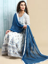 Beautiful White with Blue Printed & Embroidered Kurti Set PKS03
