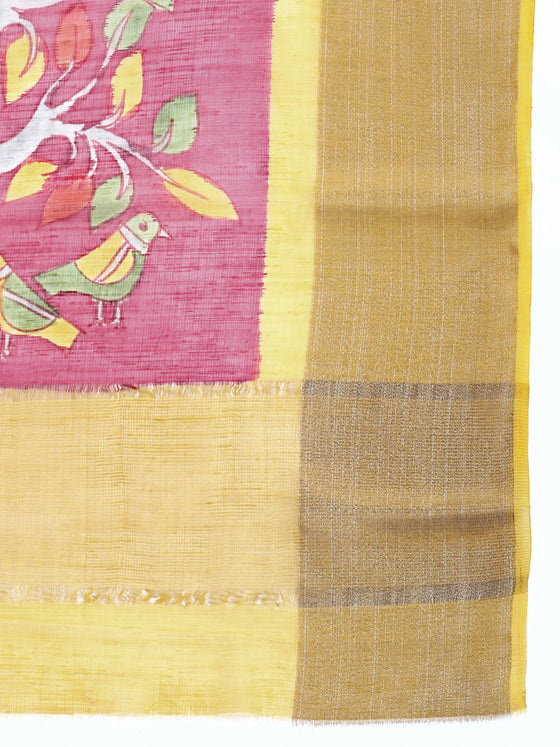 Elegant Semi Linen Purple & Mustard Saree SL51