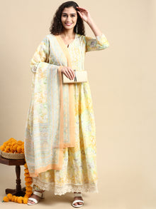  Beautiful Yellow Printed & Embroidered Kurti Set PKS05
