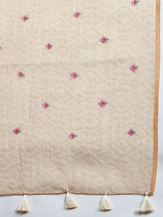 Elagent Bhagalpuri Jute Flower Printed Sandal Saree BJS47