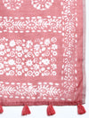 Elegant Semi Linen Flower Digital Print Pink & White Saree SL66