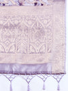 Gorgeous Dola Silk Purple Flower Digital Print with Jari Border Sarees DS04