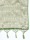 Beautiful Dola Silk Green Flower Digital Print with Jari Border Sarees DS02