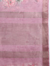 Semi Organza Lavender and Orange Flower Printed with Jari Border Saree SOS05