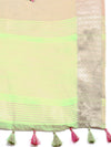 Divine Semi Linen Green Floral Printed Embroidery Saree SLPE05