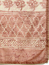 Semi Cotton Brown and Sandal Flower Printed Saree SCS22