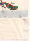 Kerala Off White Peacock Design Printed Silver Jari Saree OKS05