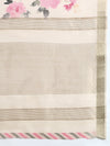 Semi Organza Peach and Pink Flower Printed with Jari Border Saree SOS04