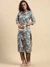 Cotton Printed Straight Cut Green and Blue Kurti EK13