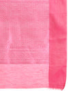 Stylish Grayish Blue with Contrast Pink Border Semi Kora Cotton Saree SK86