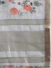 Semi Organza Grey Flower Printed with Jari Border Saree SOS02