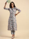 Cotton Printed Straight Cut Green and Purple Kurti EK16