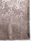 Semi Linen Flower Digital Brown & Dark Grey Saree SL61