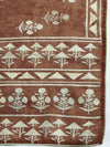 Semi Cotton Brown and Sandal Flower Printed Saree SCS23