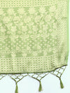 Semi Tussar Green Flower Printed Saree with Tassels STP13