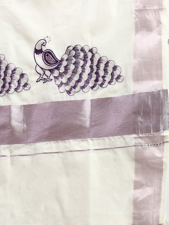Kerala Cream Saree with Zari Border KS79