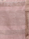 Semi Organza Brown and Sandal Flower Printed with Jari Border Saree SOS01
