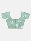 Elegant Semi Linen Green Flower Design Digital Printed Saree SL67