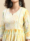 Beautiful Yellow Printed & Embroidered Kurti Set PKS05