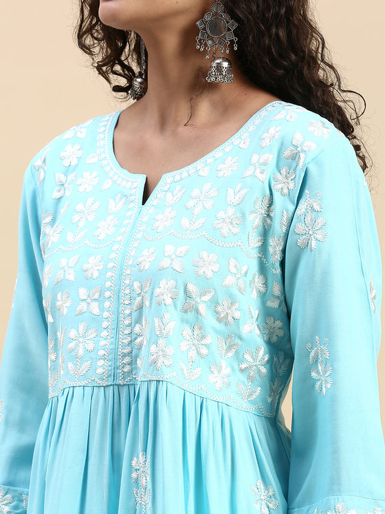 Cotton Jackuard Embroidered Umbrella Kurti EK04