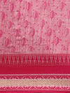 Semi Cotton Printed Saree White and Pink SCS08