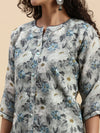 Cotton Printed Straight Cut Green and Blue Kurti EK13