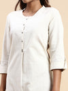Cotton Plain Round Neck Straight Cut Off White Kurti CPK09