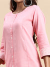 Cotton Plain Round Neck Straight Cut Pink Kurti CPK06