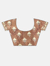 Semi Cotton Brown and Sandal Flower Printed Saree SCS23