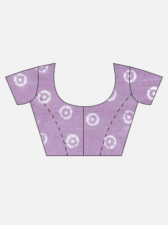 Elegant Semi Linen Flower Digital Print Lavender & White Saree SL64