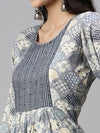 Cotton Printed Kurti Set Navy & Sandal PK05