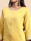 Cotton Plain Round Neck Straight Cut Mustard Kurti CPK07
