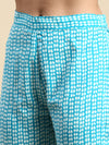 Beautiful Sky Blue with White Printed & Embroidered Kurti Set PKS04