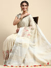 Dazzling Semi Linen Sandal Floral Printed Embroidery Saree SLPE01
