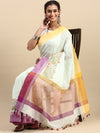 Semi Cotton Printed Saree Sandal and Purple SCS06