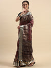 Semi Tussar Printed Saree Black with Tassels STP06