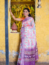 Digital Print Blue & Pink Mixed Colour Semi Linen Saree SL13
