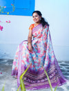 Digital Print Blue & Pink Mixed Colour Semi Linen Saree SL13