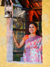 Digital Print Blue & Pink Mixed Colour Semi Linen Saree SL13